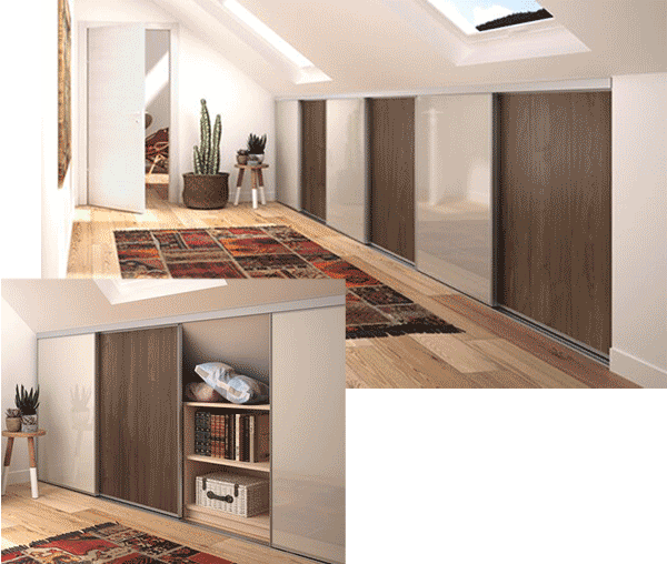Portes de placard Origine sous comble dans un couloir